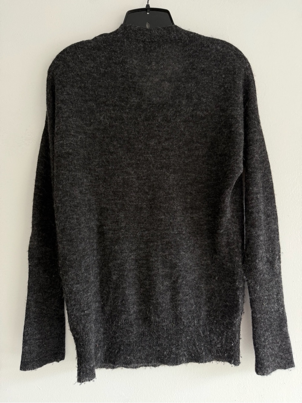 Peruvian Connection Baby Alpaca Blend Fuzzy V-Neck Sweater Gray 8296 - Picture 3 of 9
